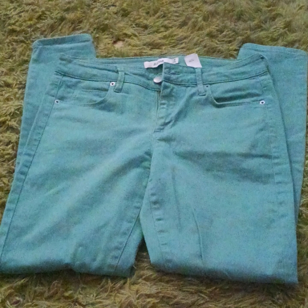 Skinny leg Mint/sea foam jeans